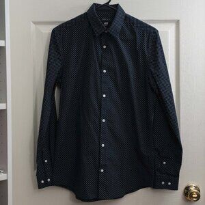 H&M Slim-Fit Easy Iron Shirt, Small, Navy/Dotted